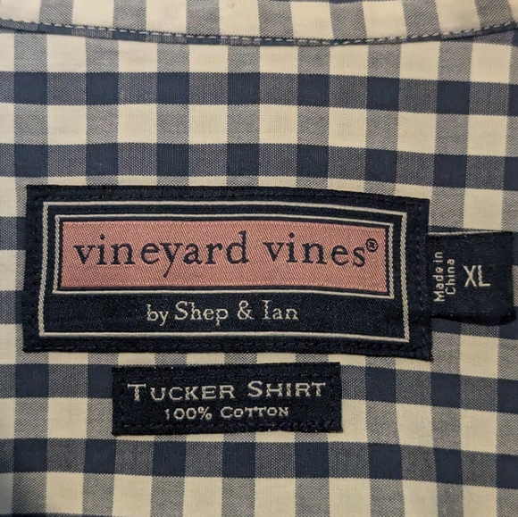 Vineyard Vines Tucker Shirt Men's XL Blue Checked Long Sleeve Button Down Logo - Picture 3 of 6